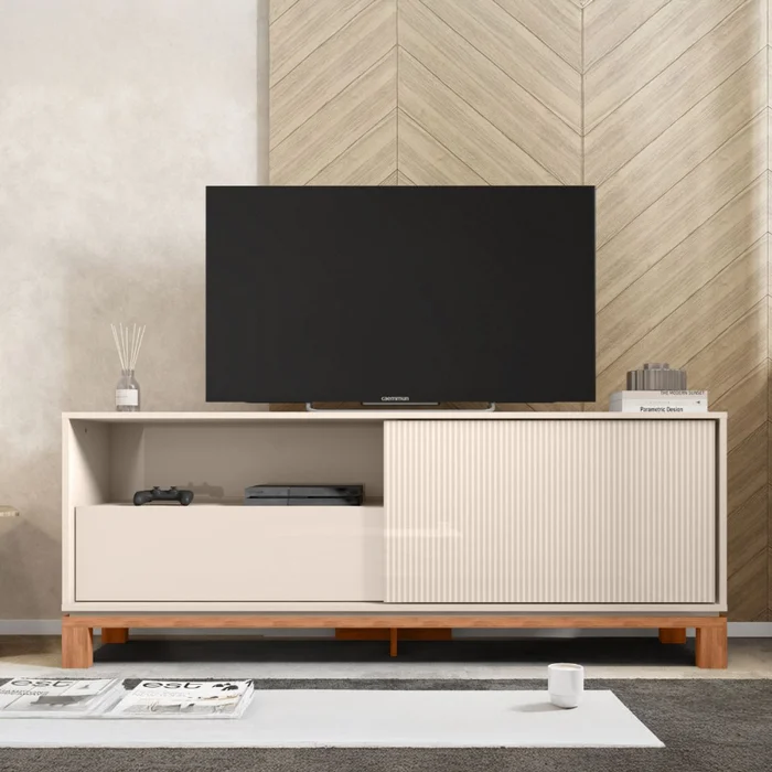 Rack Mondrian - Grande - Off White y Freijo en Beige - Muebles para TV, Uruguay | NYR, vista 2