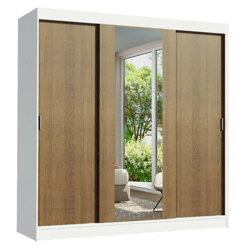Ropero Placard Matrimonial Reno 180CM Pareja con 1 Espejo 3 Puertas Corredizas en Rustic/Negro - Roperos y placares, Uruguay | Balton, vista 10