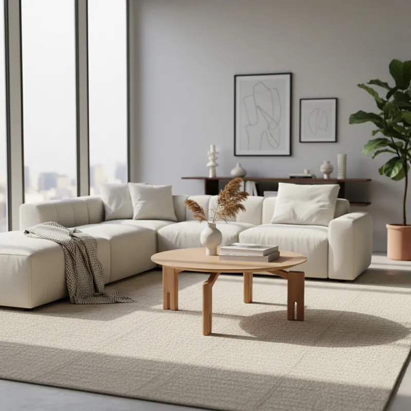 Mesa de Centro Atlas - Redonda - Carvalho en Beige - Mesas de living, Uruguay | NYR