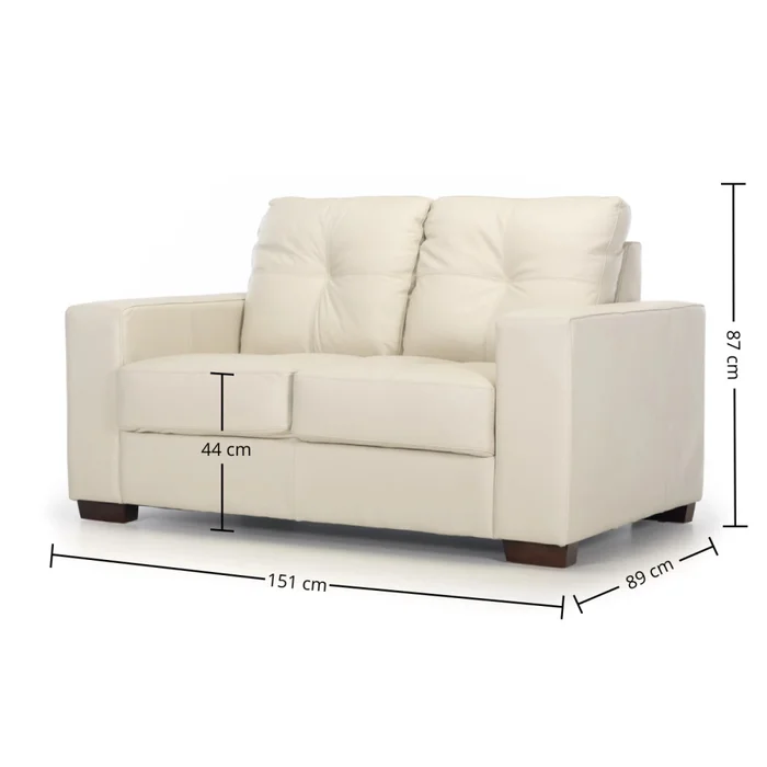 Sofá Fargo - Cuero Básico - 2 cuerpos - 509 (Off White) en Blanco - Sillones y sofás, Uruguay | NYR, vista 3