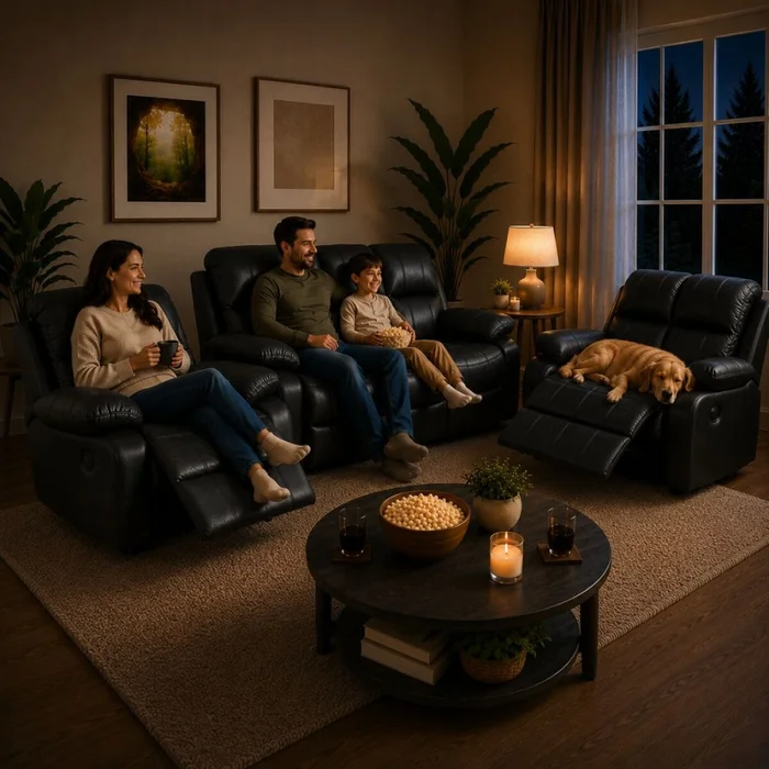 Sillon Reclinable 3 Cuerpos en Negro - Sillones y sofás, Uruguay | La Cueva Muebles, vista 5