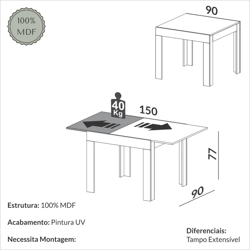 Mesa de Comedor Extensible Olivia - Mesas de comedor, Uruguay | Casa Brava, vista 3