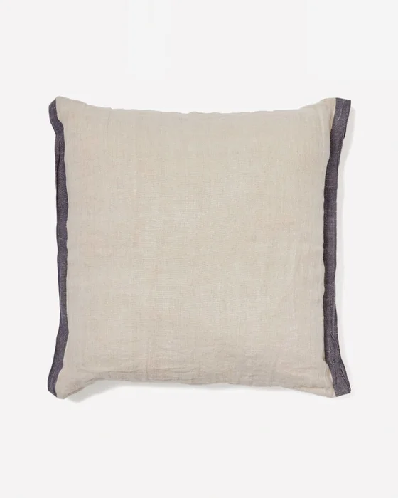 Almohadón Suerta 100% lino beige - y azul 45 x 45 cm en Amarillo - Textiles, Uruguay | Kavehome