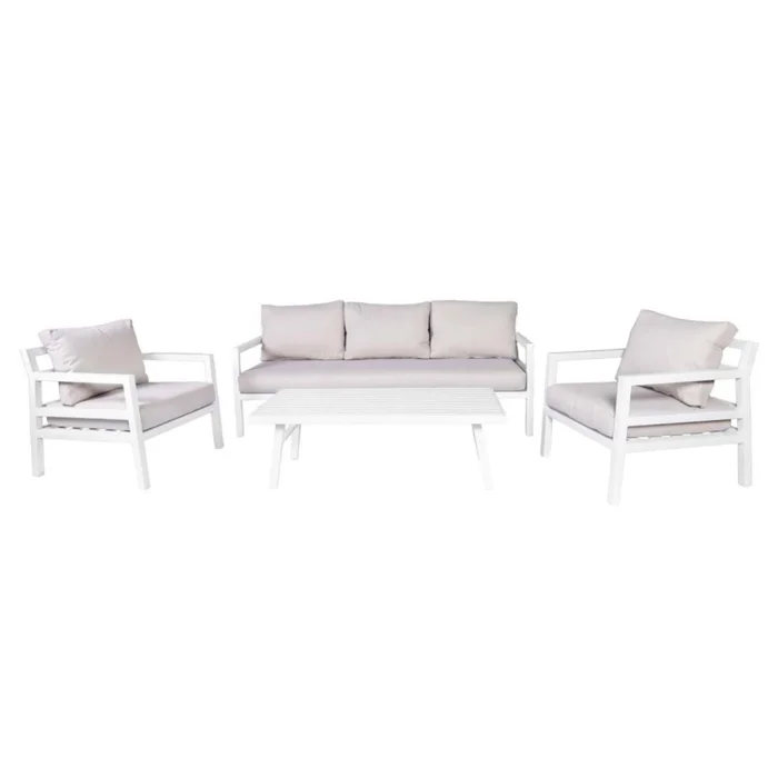 Set De Living (1+2+1) Aluminio Blanco Portofino en Blanco - Muebles para el exterior, Uruguay | Divino, vista 2