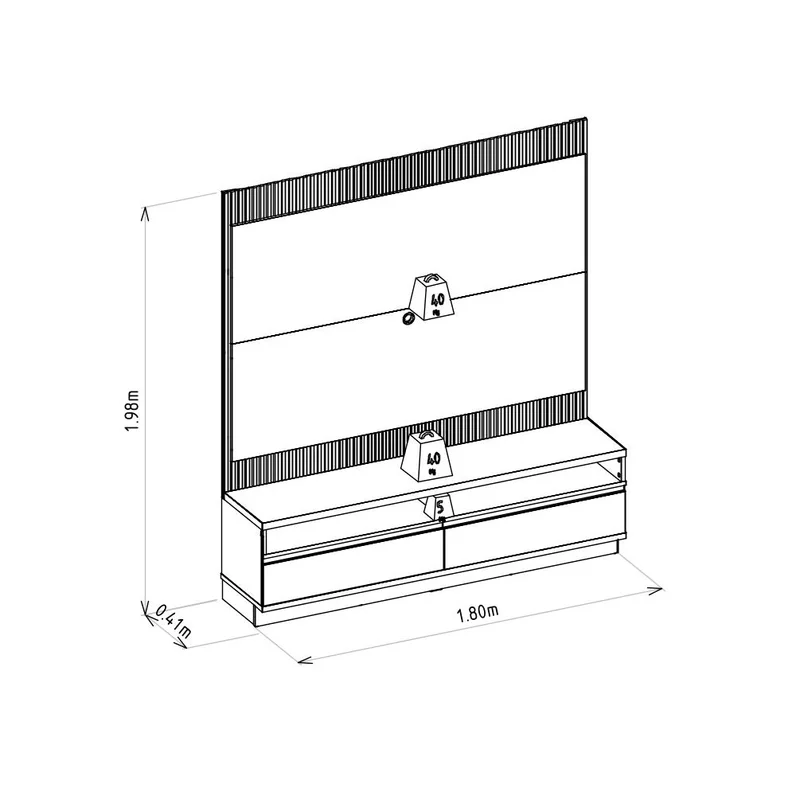 Rack con Panel Modular Sao Paulo 180cm con Led MDF/MDP en Madera natural - Muebles para TV, Uruguay | Balton, vista 10