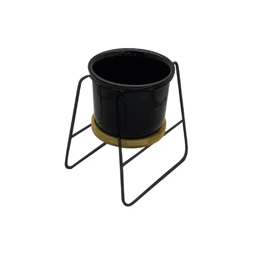 MACETA CERAMICA C/BASE D11x16CM NEGRO/BASE BLANCO en Negro - Macetas, Uruguay | Koz