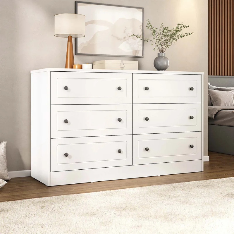 Cómoda 6 Cajones Mdf Blanco Americano Plus en Blanco - Cómodas, Uruguay | Divino, vista 3