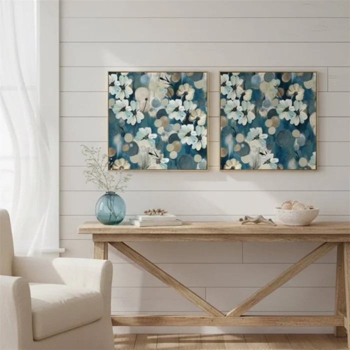 CUADRO CANVAS 60x60cm MARCO PINTURA FLORES AZUL 2 en Azul - Decoración de pared, Uruguay | Decohogar, vista 2