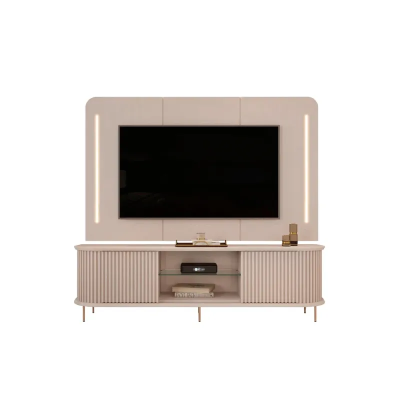 Rack con Panel Atlas Blanco en Blanco - Muebles para TV, Uruguay | Ecowood