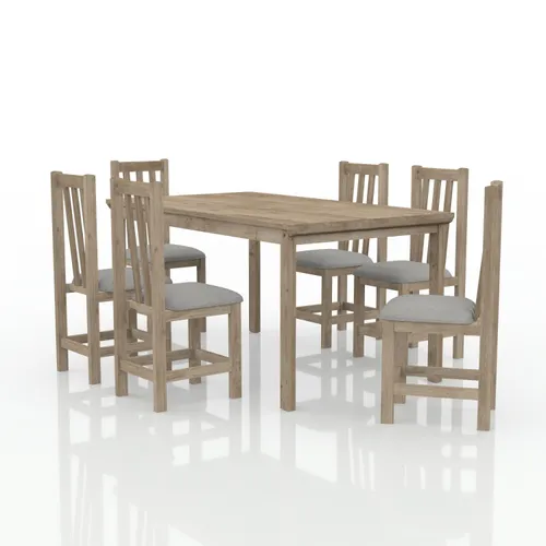 MH- JUEGO DE COMEDOR ITALIA 6 SILLAS EUCALIPTO RUSTICO - Mesas de comedor, Uruguay | Alfa Ventas