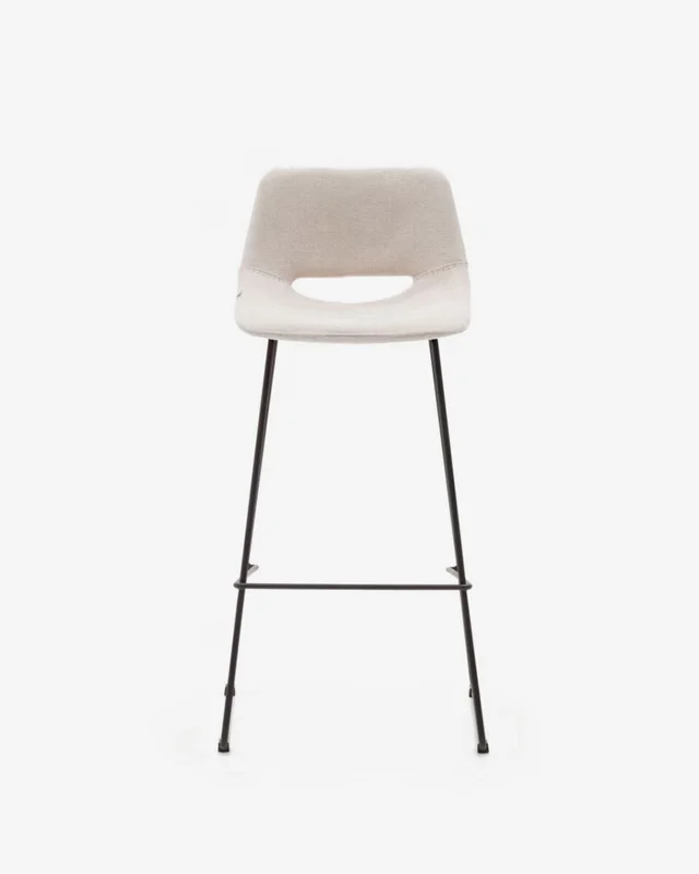 Taburete Zahara - beige y acero con acabado negro altura 76 cm en Marrón - Butacas, banquetas y puffs, Uruguay | Kavehome, vista 6