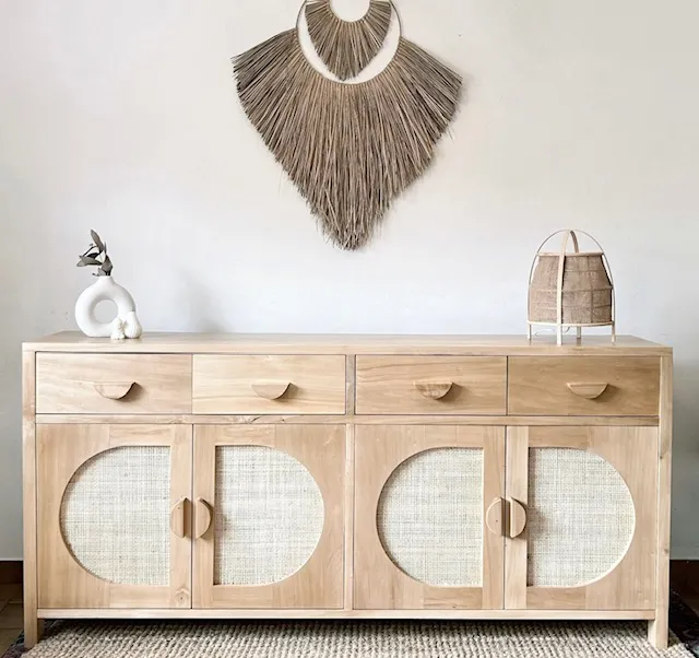 Aparador alacena con esterilla natural en Madera natural - Decoración, Uruguay | Decoramuss