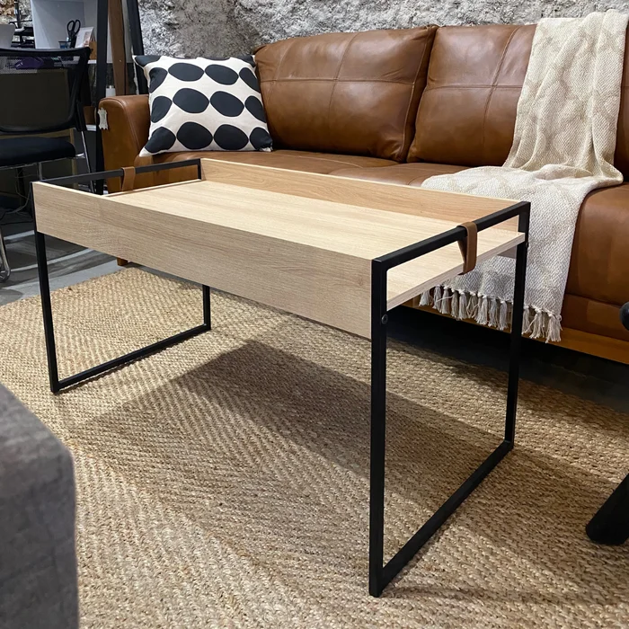 Mesa de Centro Columbia Rectangular Alta - Crudo (Hierro Negro) en Madera natural - Mesas de living, Uruguay | Berna home, vista 2