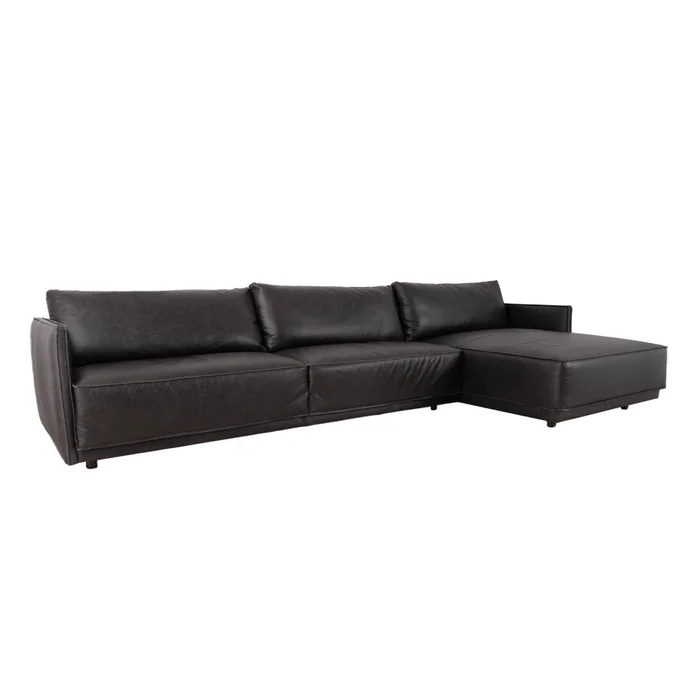 Sillón C/chaise Cuero-100-natural Negro Romeo Tp3 La Paz en Negro - Sillones y sofás, Uruguay | Divino, vista 3