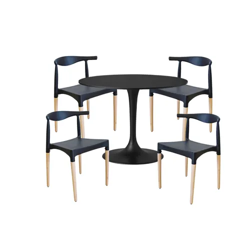 Juego de Comedor Mesa Tulip Negra 90cm con Silla Elbow Negra - Sillas, Uruguay | Berna home