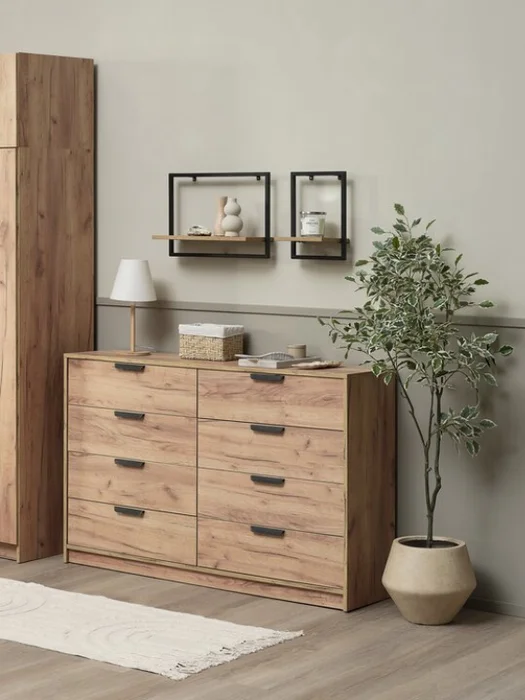 Cómoda JENSLEV 4+4 cajones roble en Madera natural - Cómodas, Uruguay | JYSK, vista 3