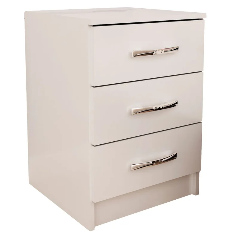 Mesa De Luz 3 Cajones Dormitorio demolicion Cp03D en Negro – Demolición – Blanco - Mesas de luz, Uruguay | Muebles Express, vista 3