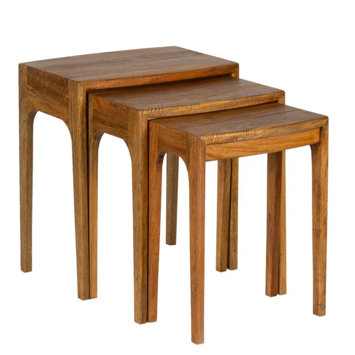 Set Mesas Madera Marron Vintage Castaño en Marrón - Mesas de living, Uruguay | Divino, vista 2