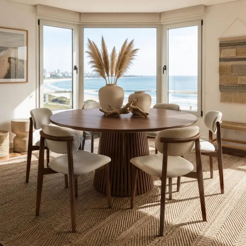 MESA MIAMI 120 cm Diametro TONO ROBLE CARVALHO en Marrón - Muebles, Uruguay | Indrana