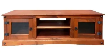RACK MEXICANO 2 PUERTAS C/VIDRIO CS-250 en Marrón - Muebles para TV, Uruguay | Igoa