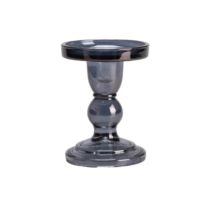 CANDELABRO VIDRIO D8.5/H11.5CM COLOR HUMO en Gris - Velas y Portavelas, Uruguay | Decohogar