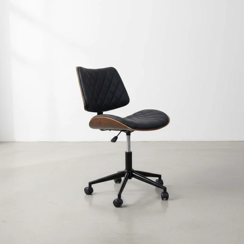 Asiento Oficina Madera-y-pu Negro Elegant en Negro - Escritorios y sillas de escritorio, Uruguay | Divino