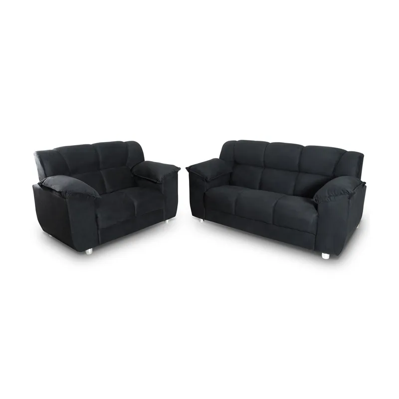 Juego De Living Sofa 2 Y 3 Cuerpos Tapizados En Tela en Negro, Uruguay | Soy Hogar