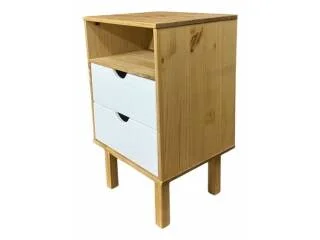 Mesa de Luz 2C y espacio Mel/Gris Linea Nordica en Madera Maciza en Madera natural - Mesas de luz, Uruguay | Quesal, vista 11