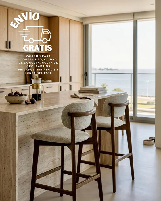BANQUETA AXIS CARVALHO Y BEIGE CLARO T424C en Beige - Muebles, Uruguay | Indrana