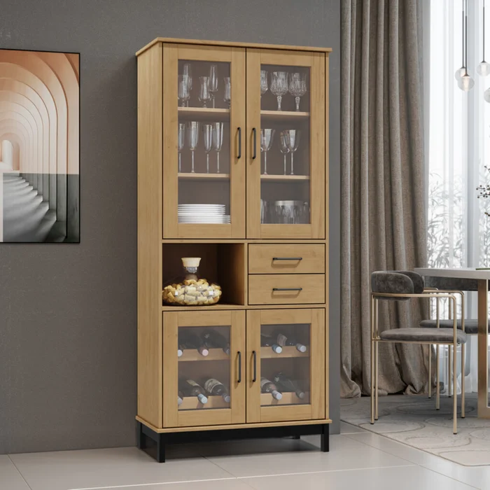 Vitrina Pub Madrid en Madera natural - Aparadores y recibidores, Uruguay | Aihaus