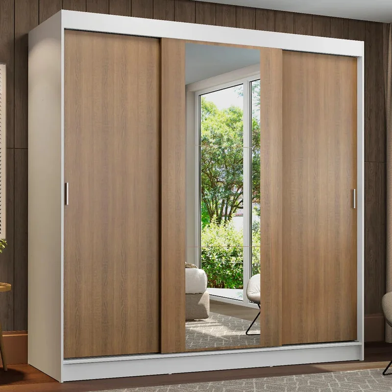 Ropero Placard Matrimonial Reno 180CM Pareja con 1 Espejo 3 Puertas Corredizas en Rustic/Negro - Roperos y placares, Uruguay | Balton, vista 9