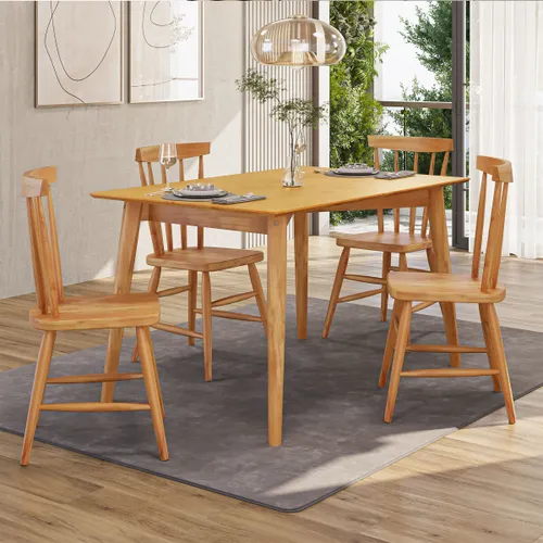 Juego de Comedor 4 Sillas - Udine - Natural en Madera natural - Mesas de comedor, Uruguay | Rústico Hogar
