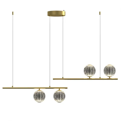 Colgante led lineal cuatro esferas dorado 28W en Dorado - Lámparas colgantes, Uruguay | Iluminica