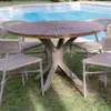 Mesa en madera de teca y caño de aluminio beige en Beige - Mesas de comedor, Uruguay | Entrecasa, vista 2 de 6