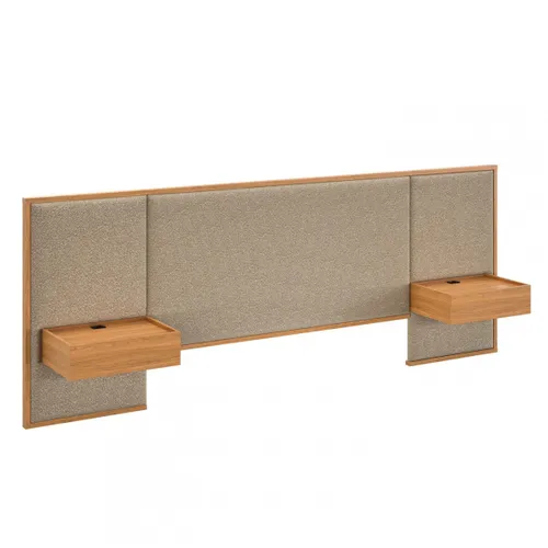 Respaldo King con mesa de luz Gael - Moderna - Marrón en Beige - Respaldos de cama, Uruguay | Rústico Hogar