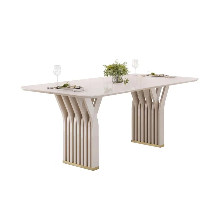 Juego De Comedor Mesa Rectangular 6 Sillas Tapizadas Mdp en Madera natural - Mesas de comedor, Uruguay | Soy Hogar, vista 2