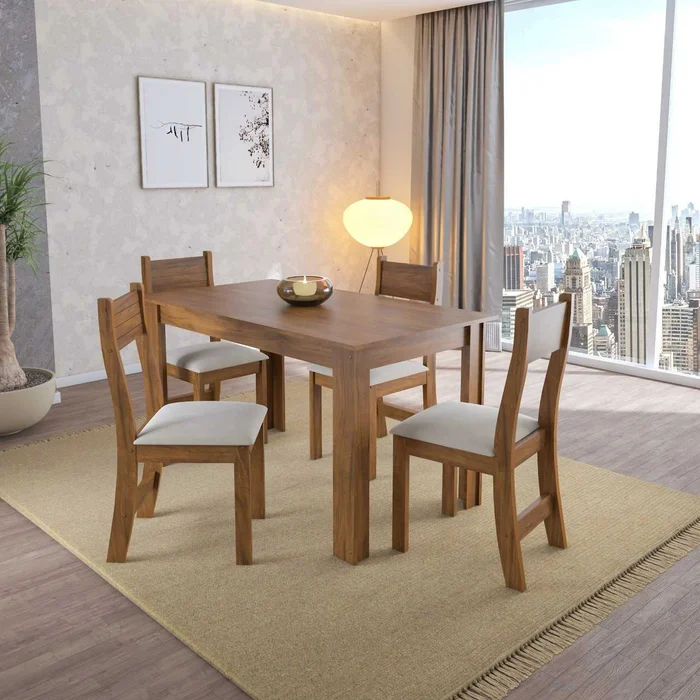 Juego De Comedor 4 Sillas Mesa Rectangular en Marrón - Mesas de comedor, Uruguay | Soy Hogar, vista 2