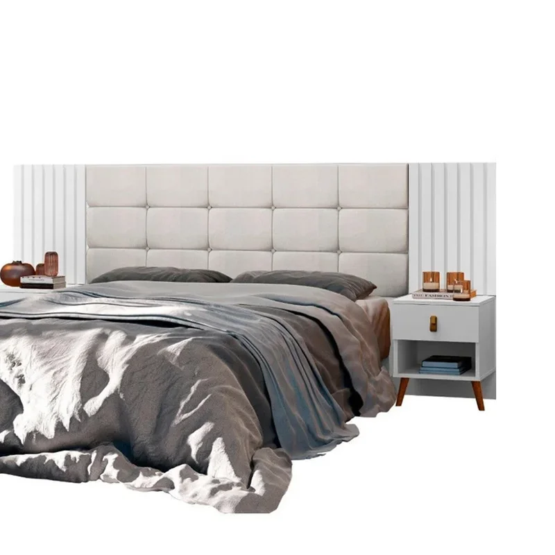 Respaldos Box Lady 2 Plazas Tapizado Con Mesas De Luz en Blanco - Respaldos de cama, Uruguay | Soy Hogar, vista 4