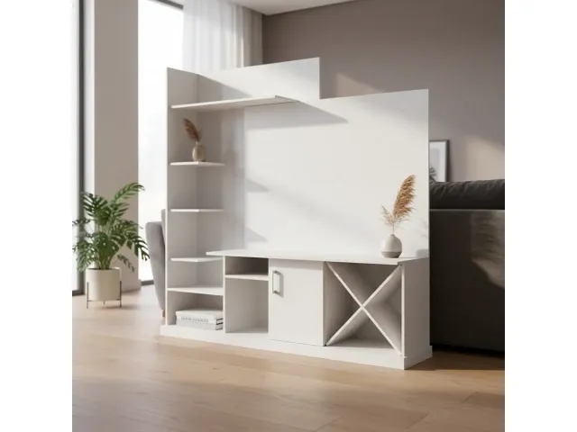 Rack para TV hasta 50" con respisa BLANCO en Avena/Blanco - Muebles para TV, Uruguay | Que Sal Muebleria
