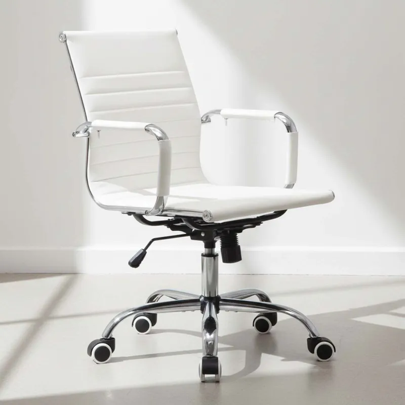 Silla De Escritorio Simil-cuero Blanco D-101 en Blanco - Escritorios y sillas de escritorio, Uruguay | Divino