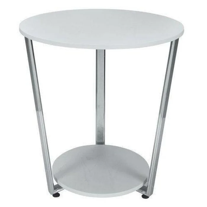 MESA LATERAL CON PATAS CROMO - COLOR BLANCO en Blanco - Mesas de living, Uruguay | Champagne Home