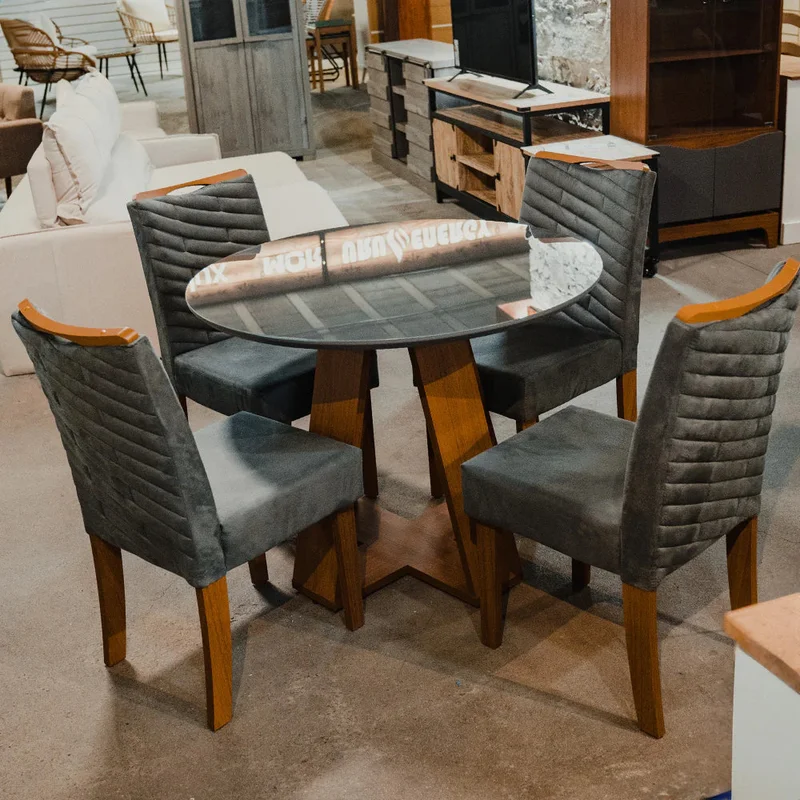 Mesa Redonda Gris Línea París en Gris - Mesas de comedor, Uruguay | Ecowood, vista 3