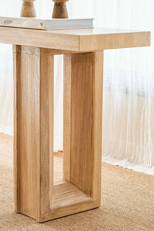MESA DE ARRIMO / CONSOLA TRAVERTINO - 1.80 MTS en Madera natural - Bibliotecas, Uruguay | La Iberica, vista 4