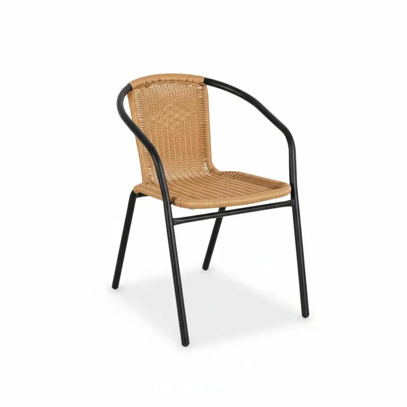 Silla Símil ratán y acero clásica - Beige - Sillas, Uruguay | Ecowood