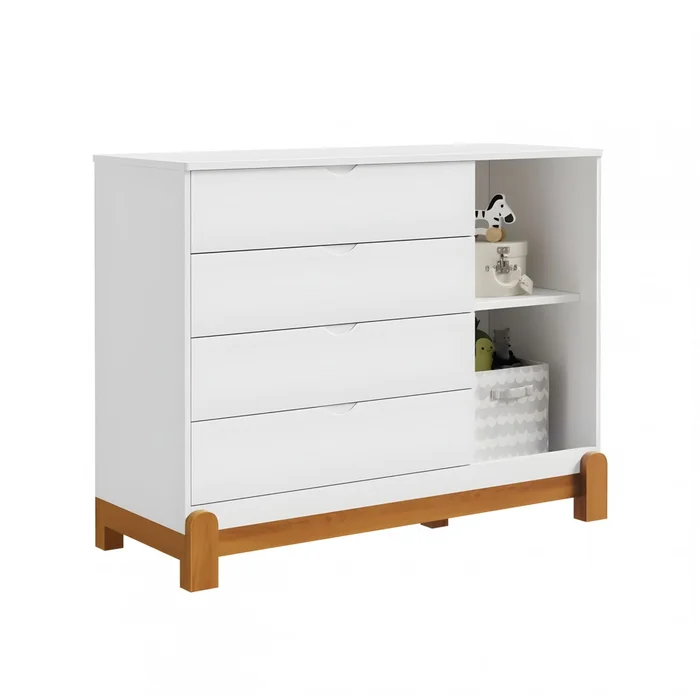 Cómoda Zapatera 4 Cajones 1 Puerta Infantil - Lotus - Blanco en Blanco - Cómodas, Uruguay | Rústico Hogar, vista 2