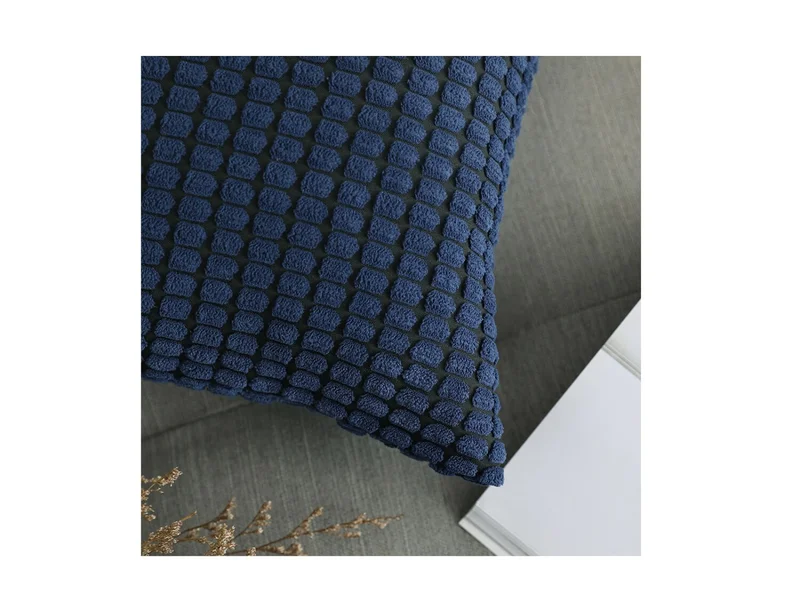 Almohadón Pana Dark Blue (trama a cuadros) en Azul - Textiles, Uruguay | Finkel, vista 3