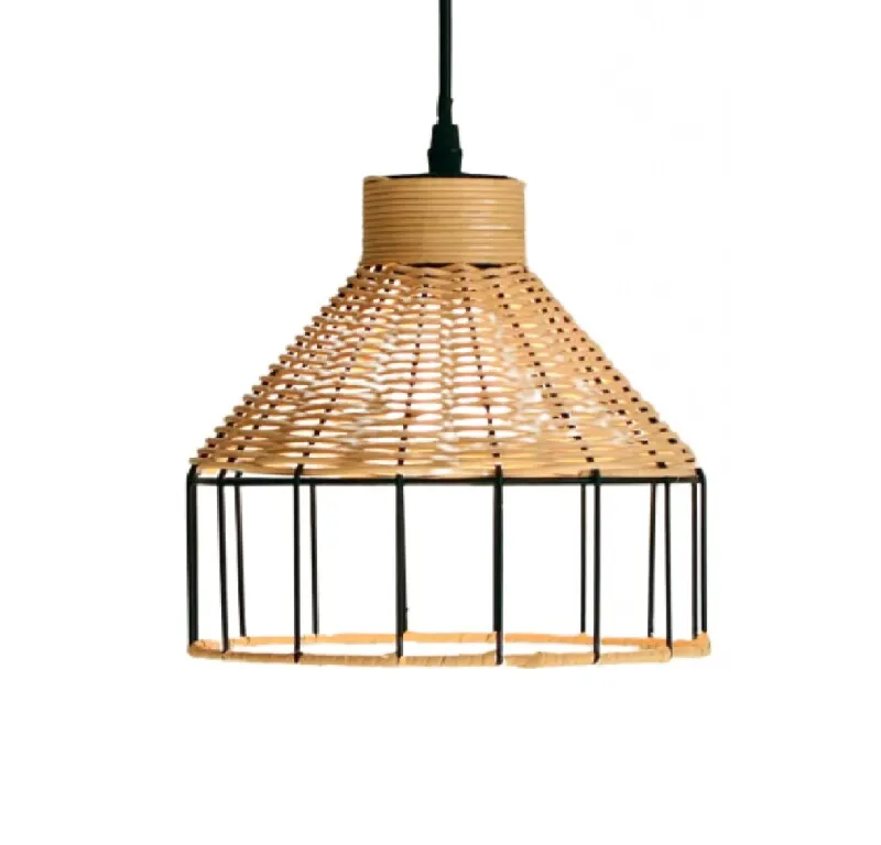 Iluminacion Colgante en Rattan y Hierro en Madera natural - Lámparas colgantes, Uruguay | Finkel