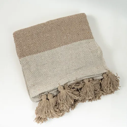 Manta Borlas - Beige en Beige - Textiles, Uruguay | Indian