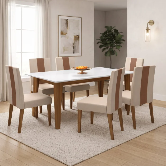 Juego de comedor Liz- 6 Sillas con vidrio - Moderna Hogar - Mesas de comedor, Uruguay | Moderna Hogar