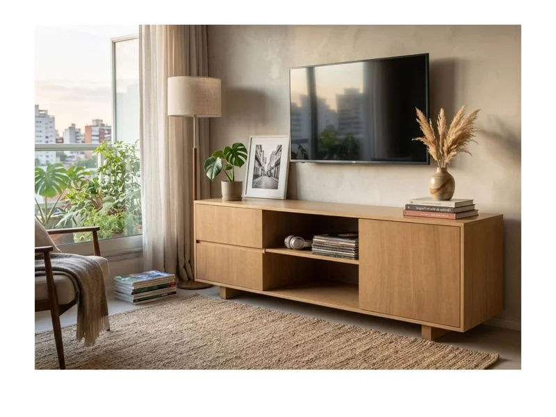 Rack AMBAY 1.60m en Madera natural - Muebles para TV, Uruguay | Finkel, vista 3
